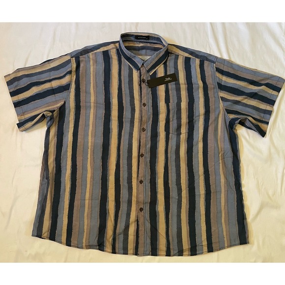MCEDAR Men's 4XL Button Up Shirt Collared Short Sleeve Pocket Casual Beach Work - Picture 1 of 7